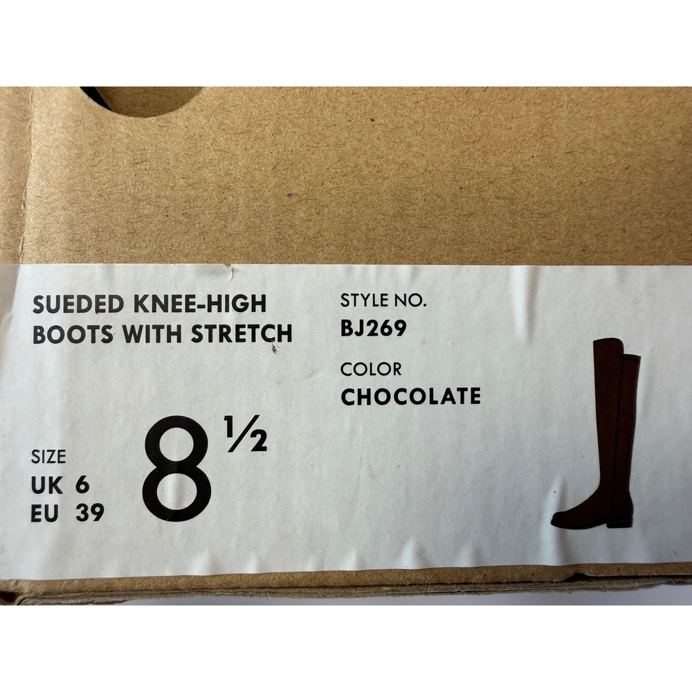 J.Crew Sueded Knee-High Boots Chocolate Brown Stretch Minimalist 8.5 NEW - Picture 8 of 9
